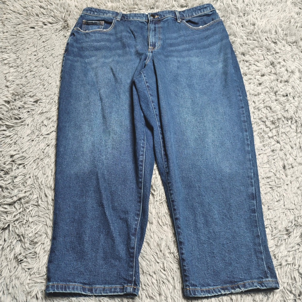 Lane Bryant Boyfriend Capri Jeans Womens Size 16 Blue Cotton Mid Rise Stretch